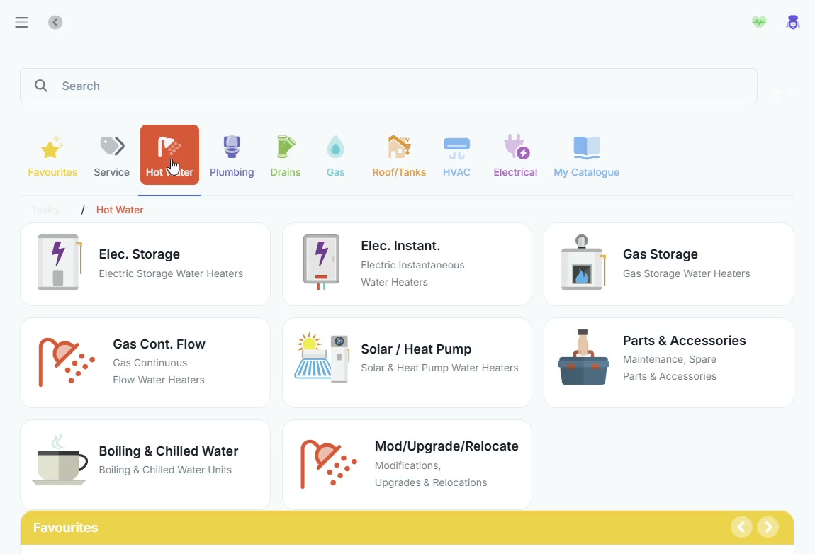 Browsing the FlatRateNOW catalogue of ready-made tasks