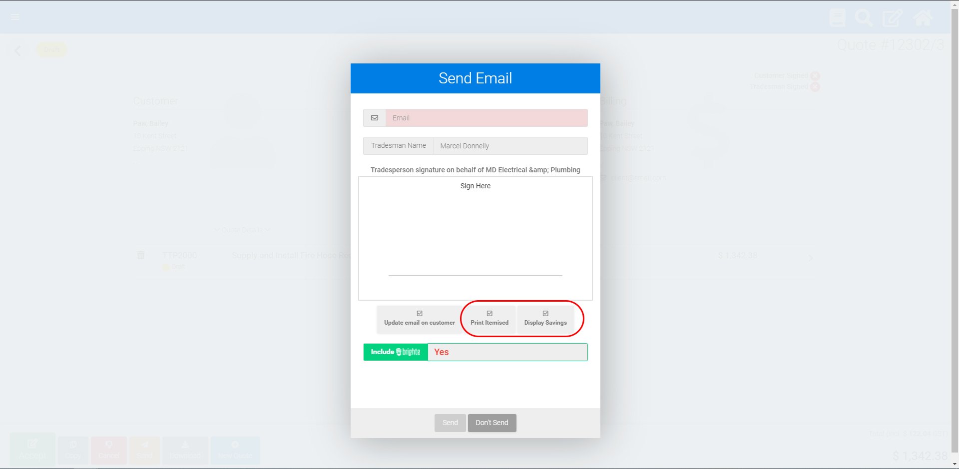 print itemised display savings