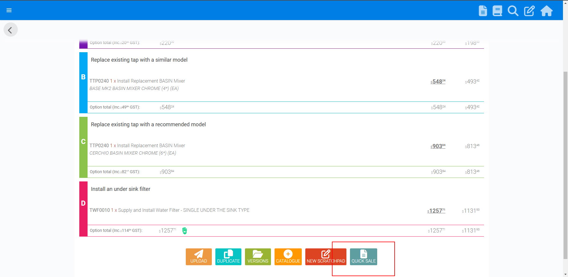 Creating options is easy with the Scratchpad